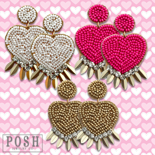 Beaded heart earring