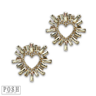 Large rhinestone heart earring