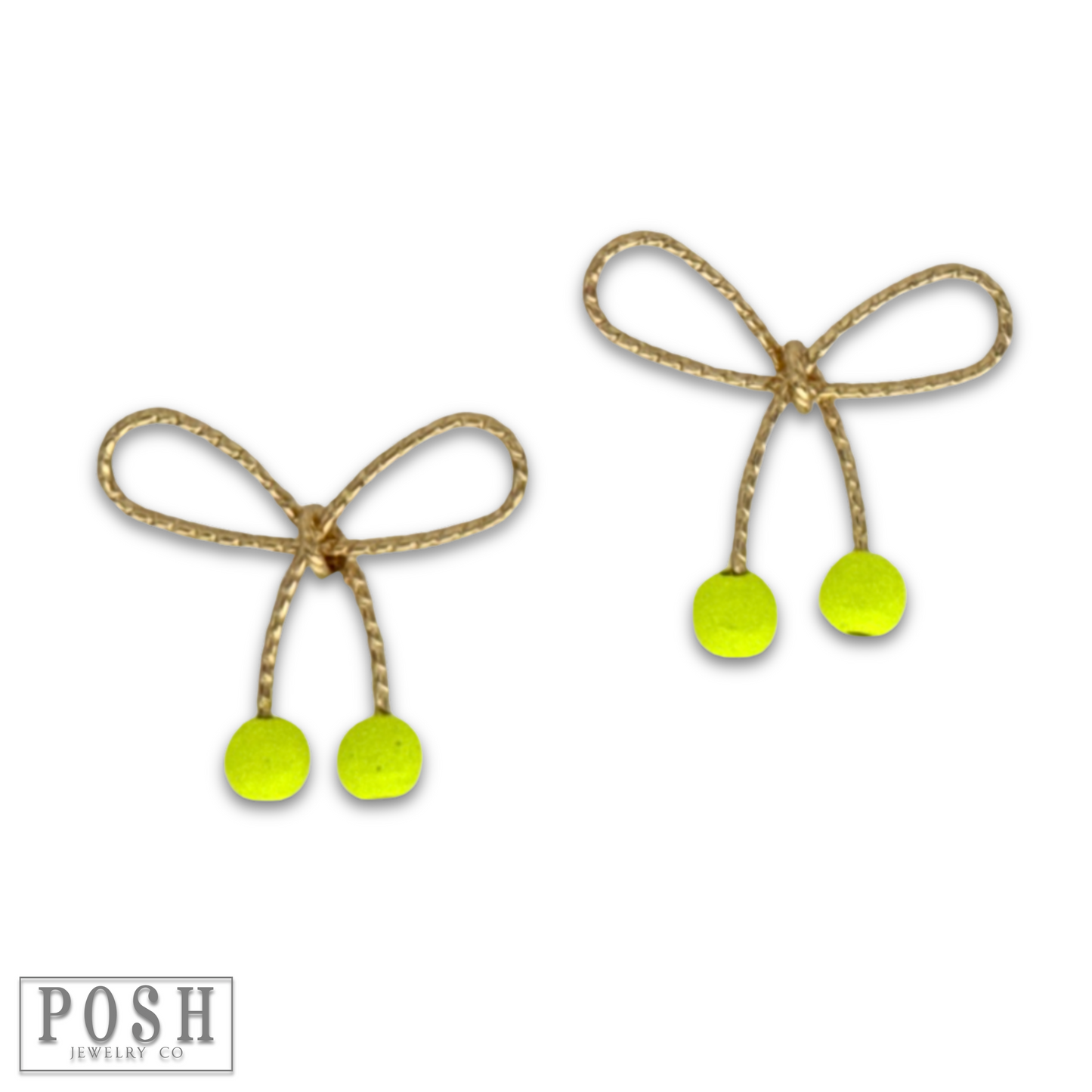 Gold bow post earring