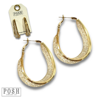 Crystal mesh hoop earring