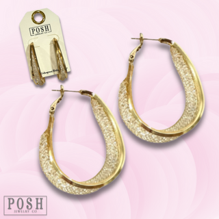 Crystal mesh hoop earring