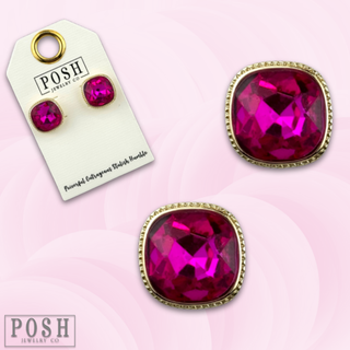 Square rhinestone post earring