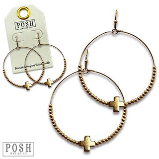 Square cross circle earring