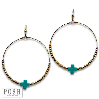 Square cross circle earring