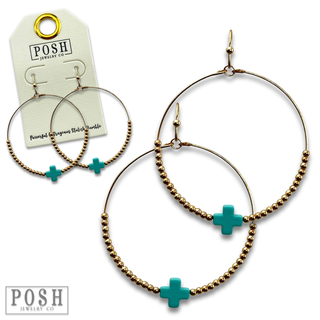 Square cross circle earring