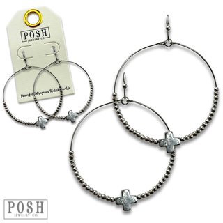 Square cross circle earring