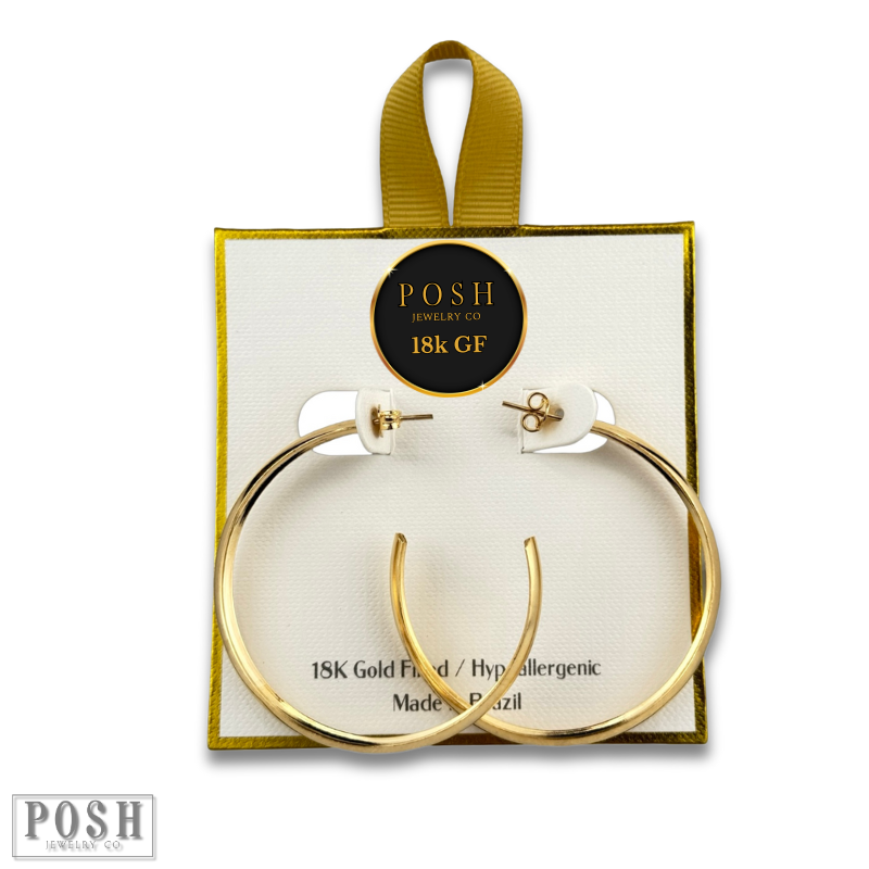 Classic hoop earring, 18k gold filled