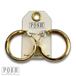 Wide shiny finish hoop earrings