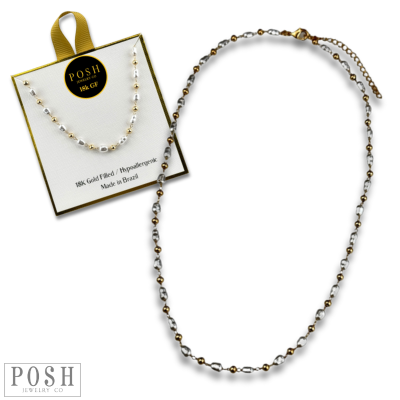 Freshwater pearl necklace, 18k gold filled