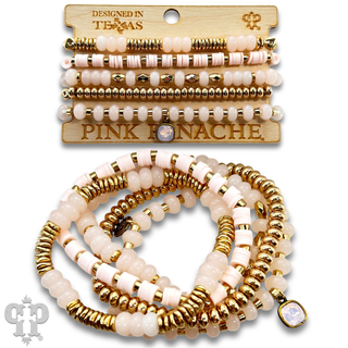 Five strand mixed shape bracelet set with Austrian crystal