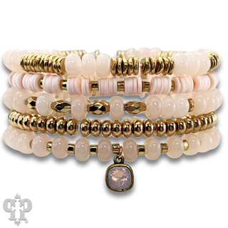 Five strand mixed shape bracelet set with Austrian crystal