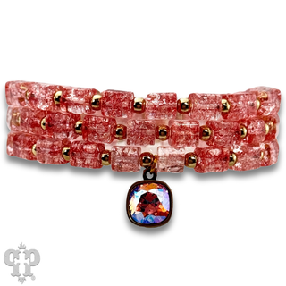 Square crystal bead bracelet set, Austrian crystal