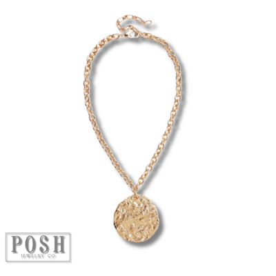 Link chain and nugget disc necklace, last call