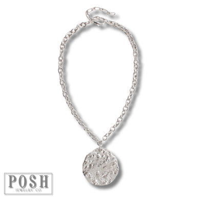 Link chain and nugget disc necklace, last call