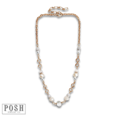Rhinestone, pearl and crystal bead chain necklace, last call