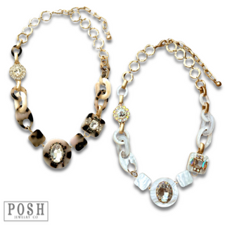 Acrylic chain and rhinestone necklace