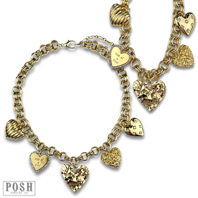 Gold heart charm necklace