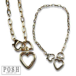 Swivel hook heart charm necklace