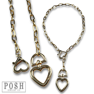 Swivel hook heart charm necklace