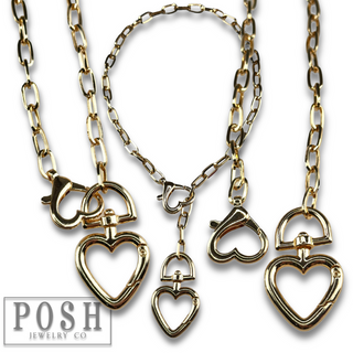 Swivel hook heart charm necklace