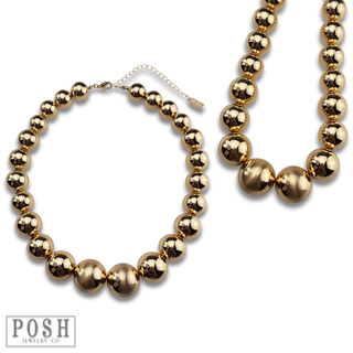 Gold round bead necklace