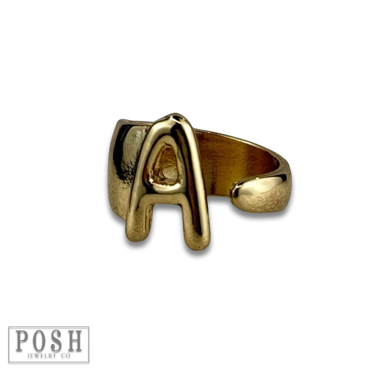 Bubble letter monogram initial ring