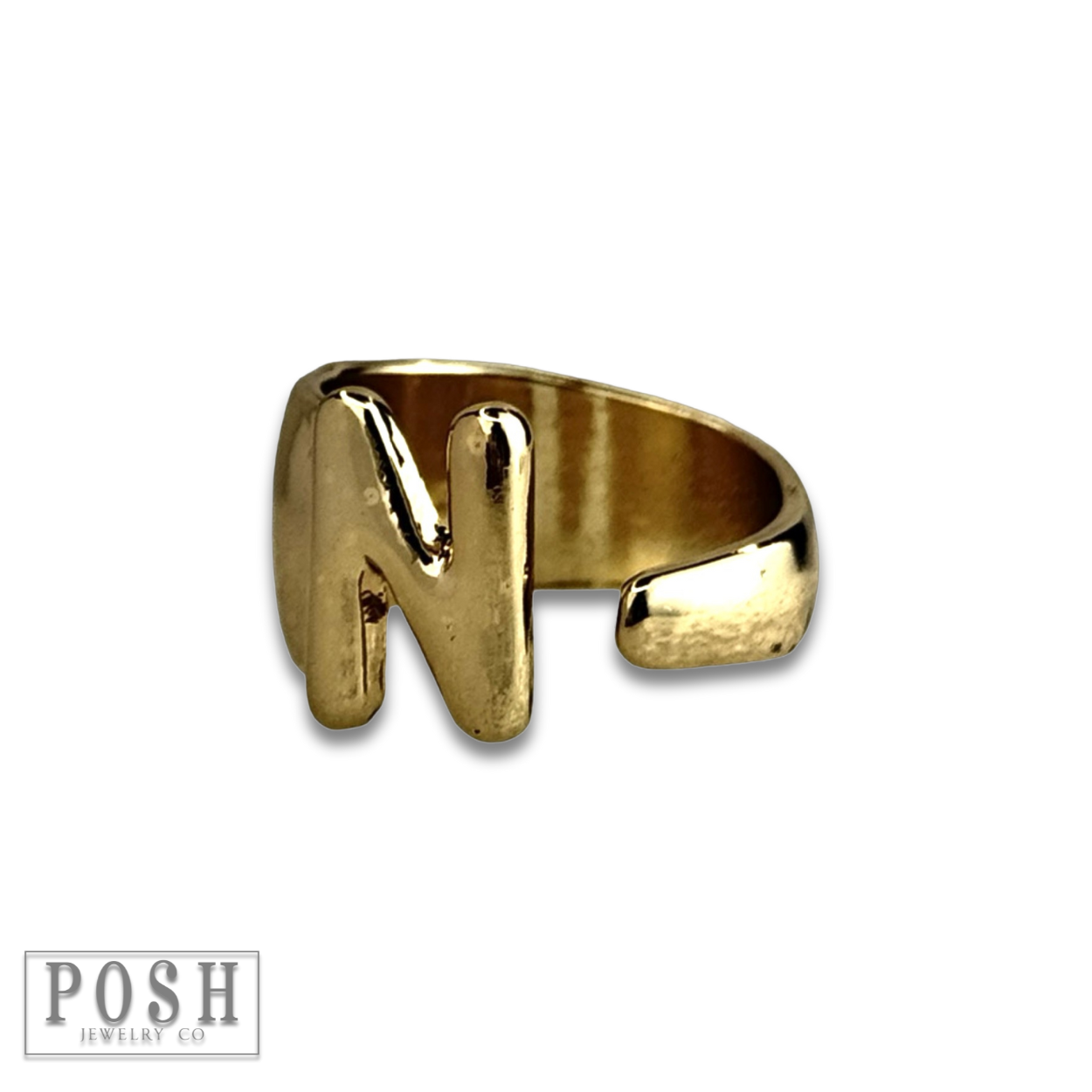 Bubble letter monogram initial ring