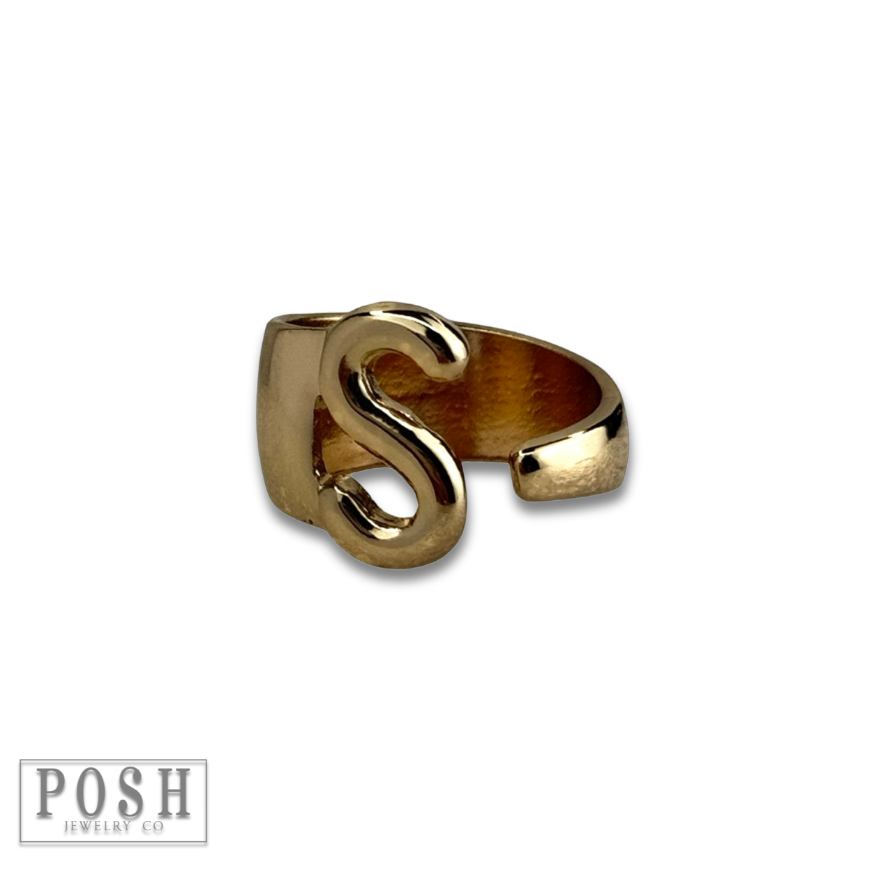 Bubble letter monogram initial ring
