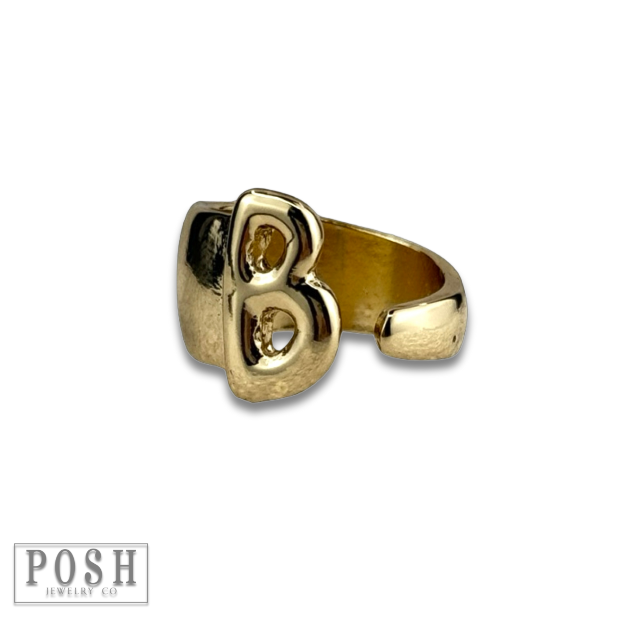 Bubble letter monogram initial ring