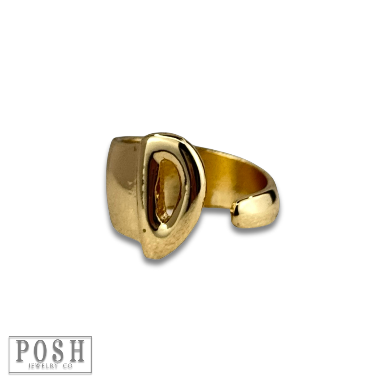Bubble letter monogram initial ring