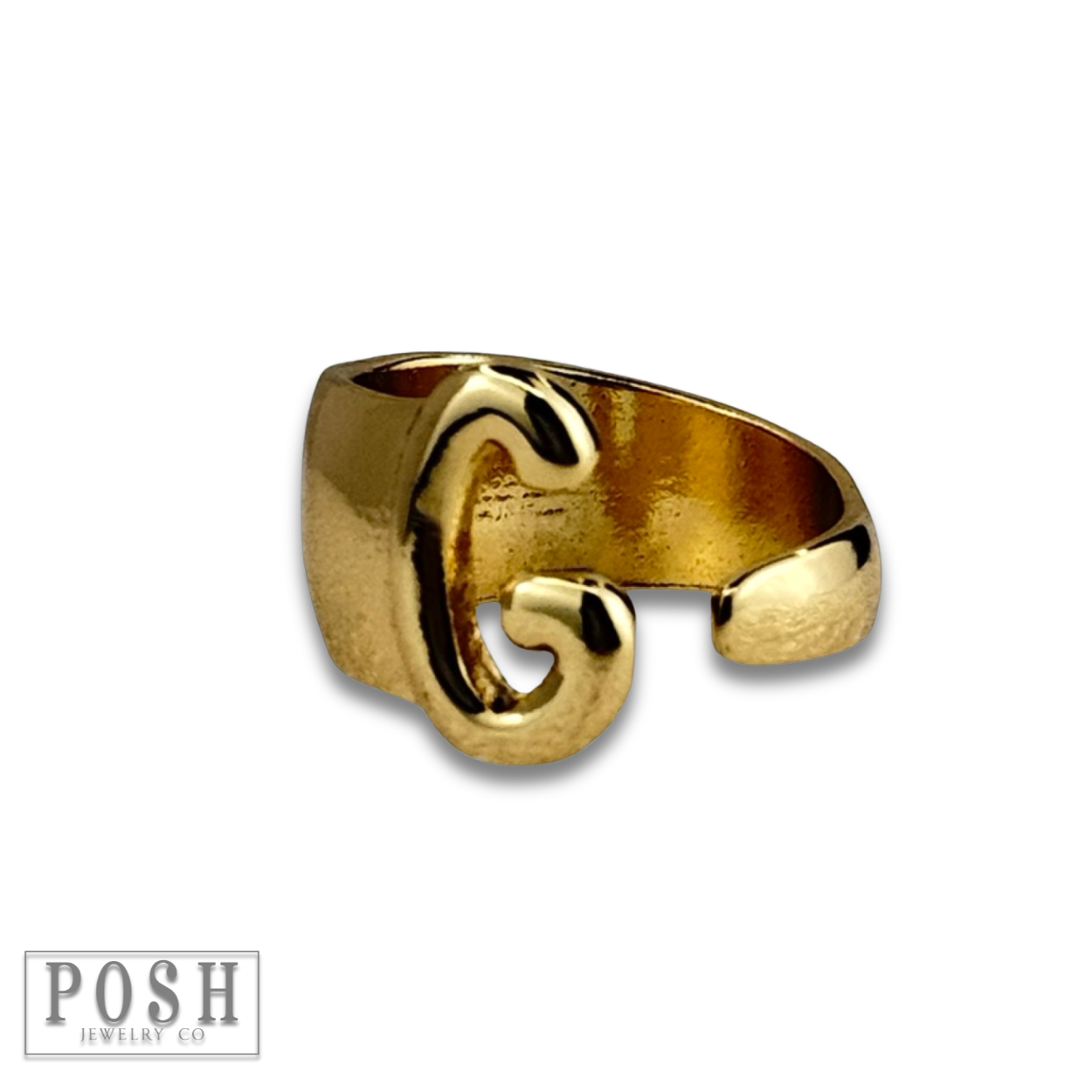 Bubble letter monogram initial ring