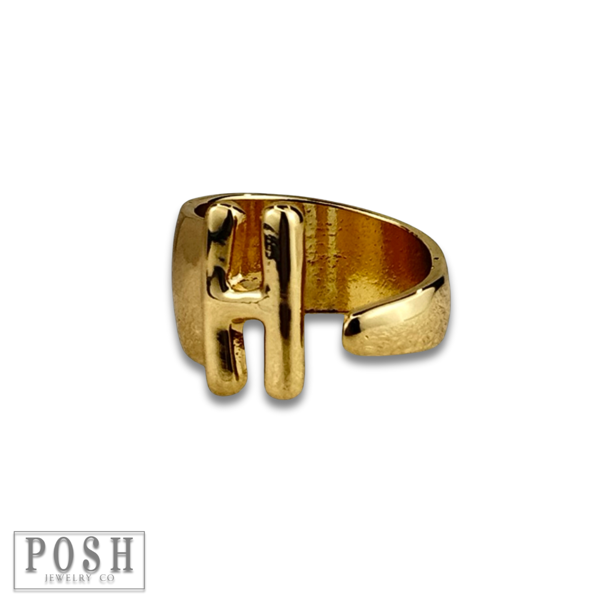Bubble letter monogram initial ring