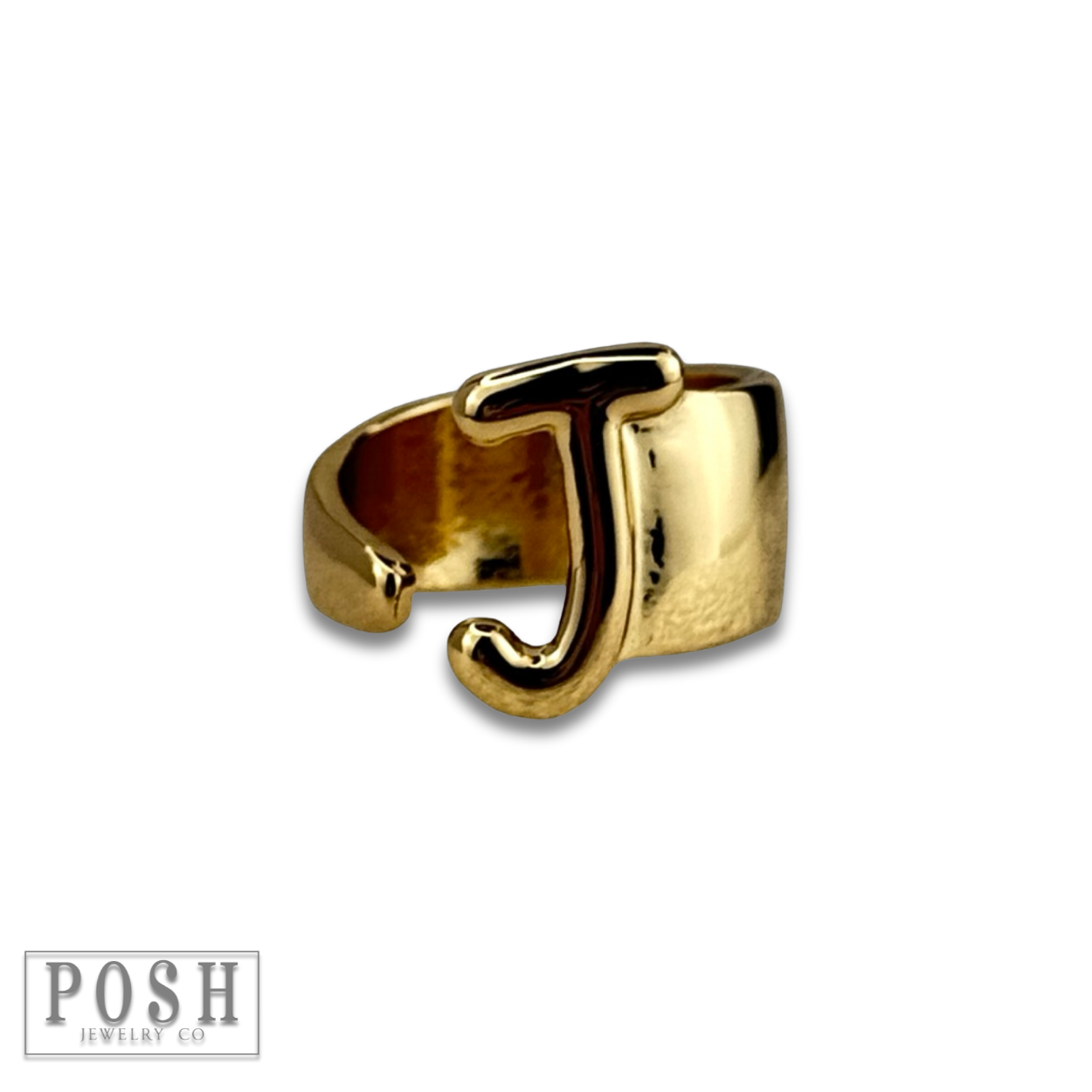 Bubble letter monogram initial ring