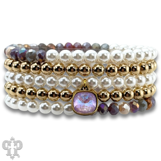 Mixed bead bracelet set with Austrian crystal