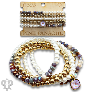 Mixed bead bracelet set with Austrian crystal