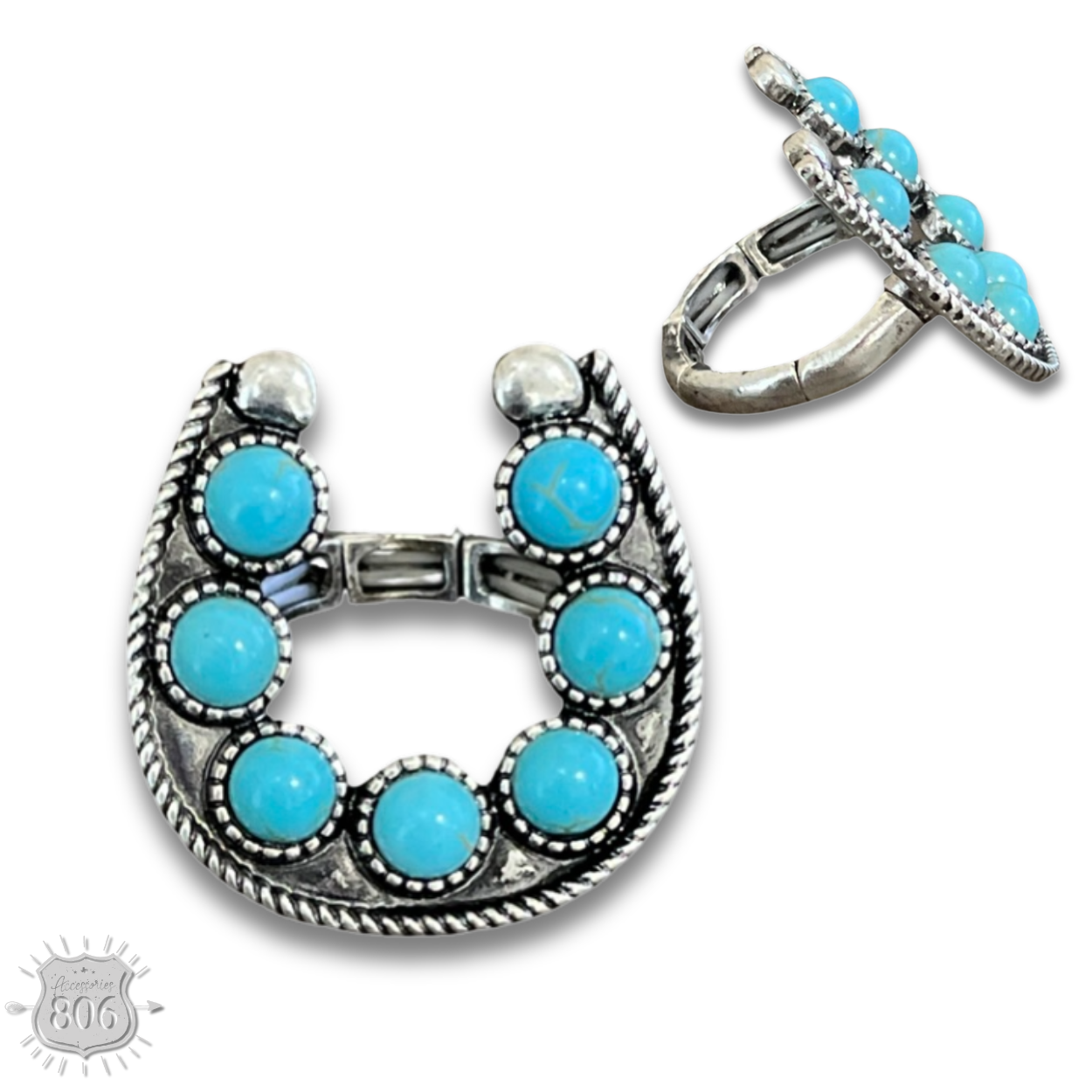 Stone horseshoe stretch ring