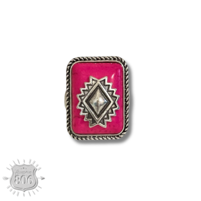 Rectangle aztec stone ring