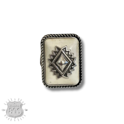 Rectangle aztec stone ring