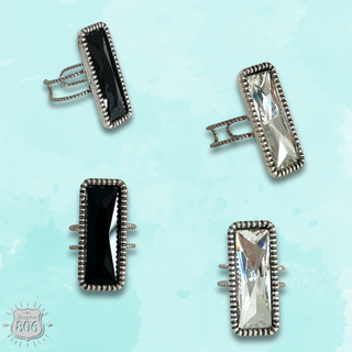 Solid rectangle rhinestone ring