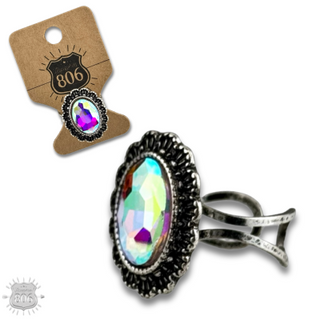 Western oval stone adjustable ring