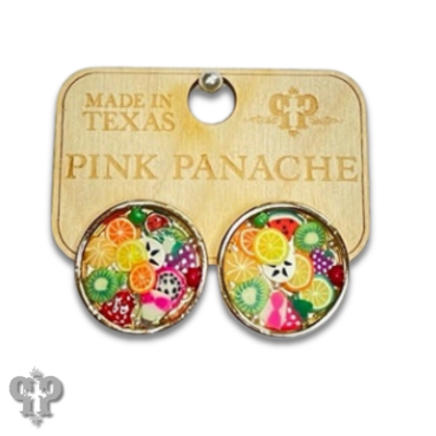 Multi-color clay fruit post earring, Last call