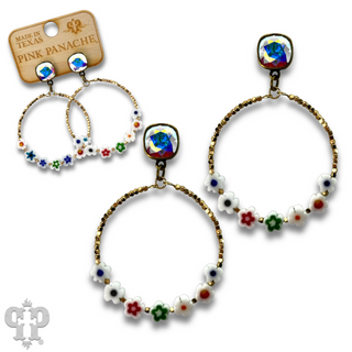 Multi-color flower bead, Austrian crystal earring