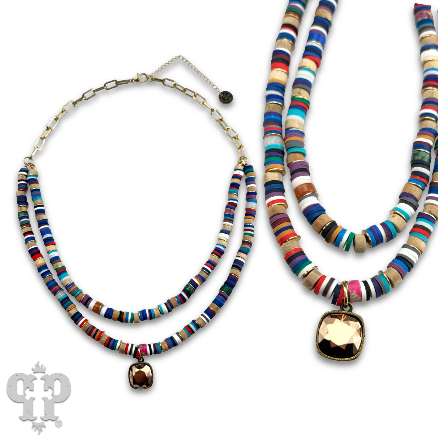 Double strand multi-color necklace, Austrian crystal, last call