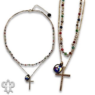 Rhinestone cross necklace with Austrian crystal