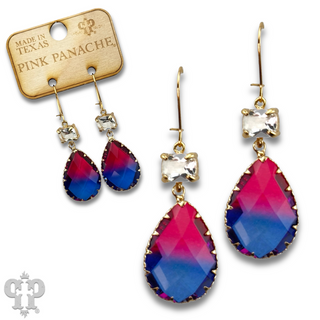 Ombre multi-color rhinestone teardrop earring