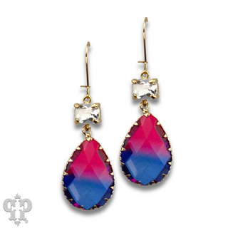 Ombre multi-color rhinestone teardrop earring