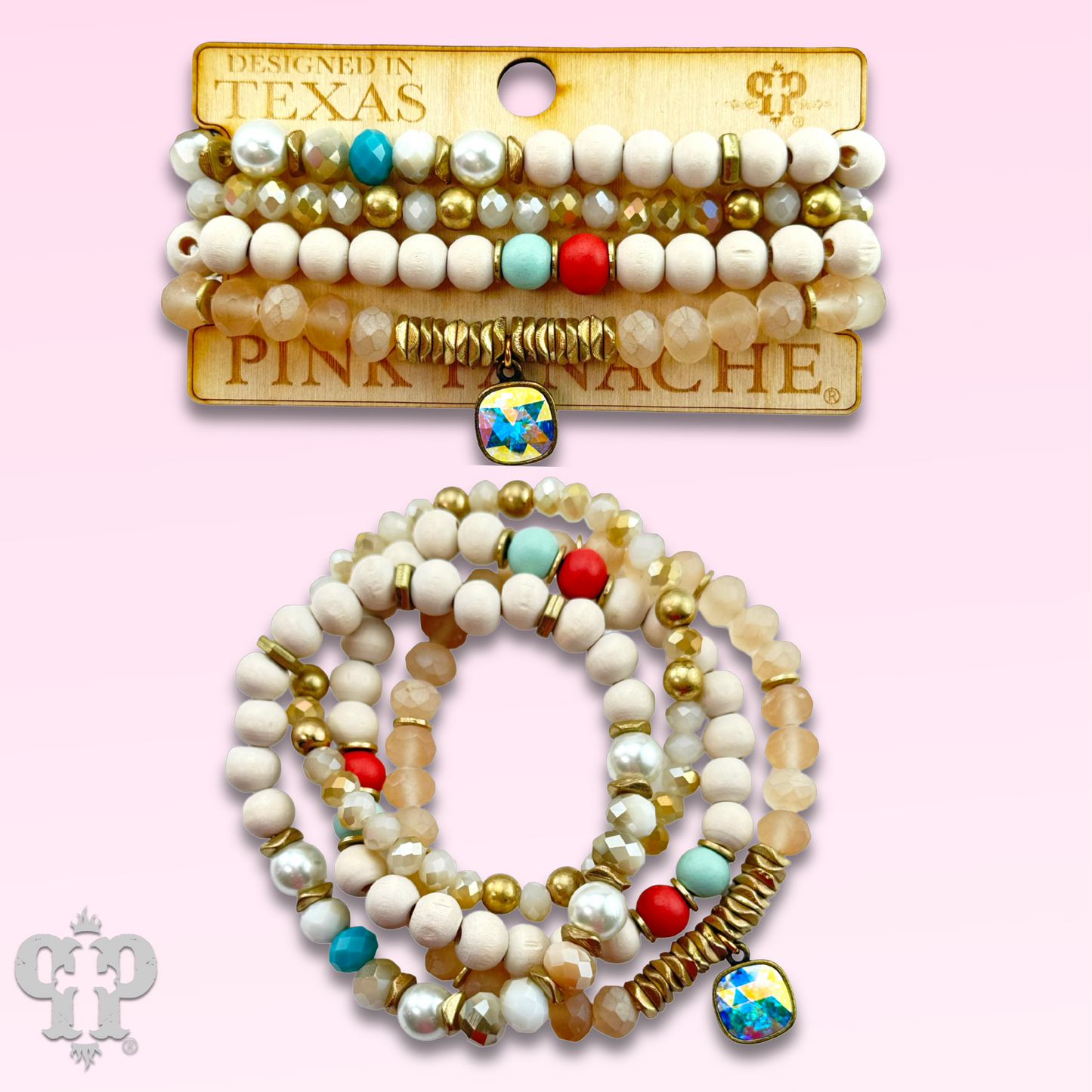 Multi-color and white bracelet set, Austrian crystal