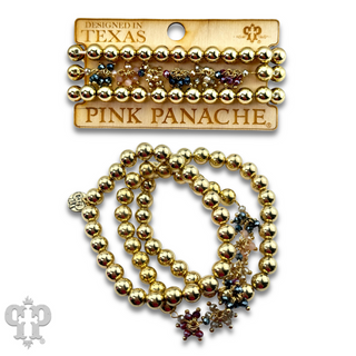 Gold and multi-color bead bracelet set