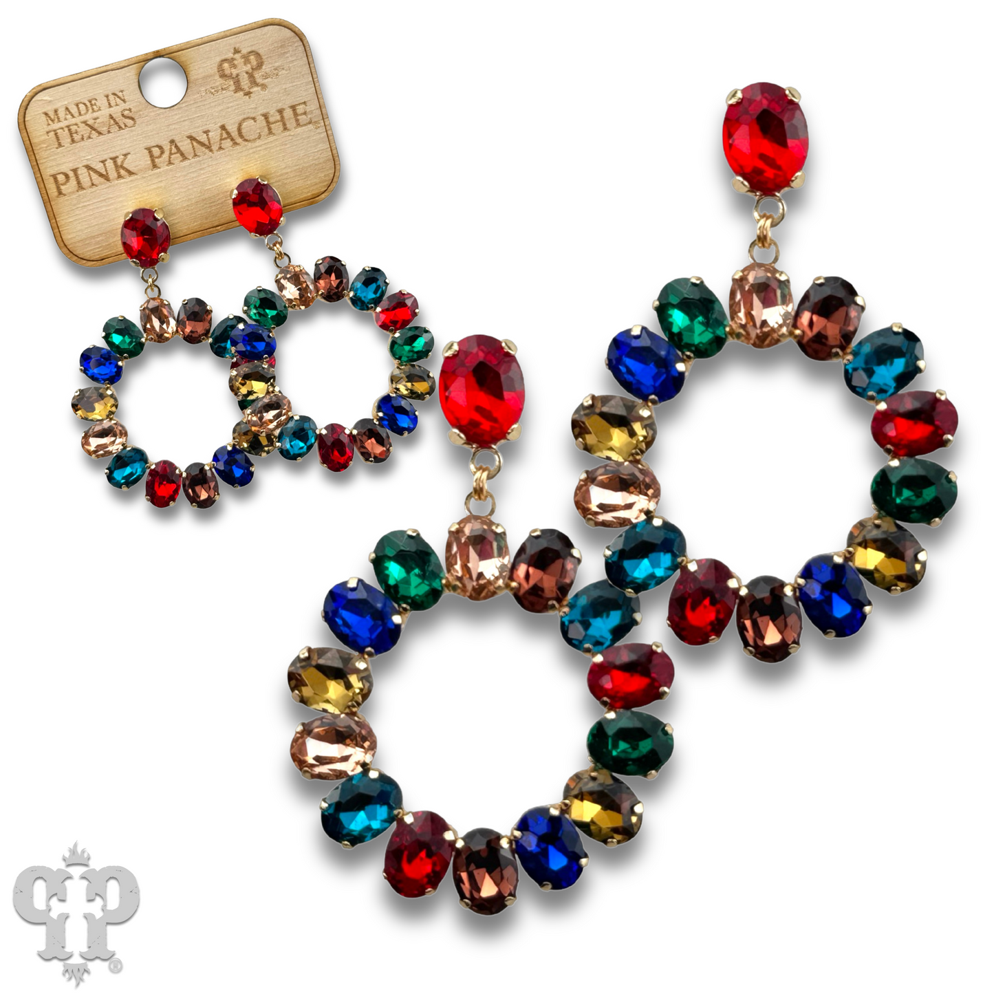 Jewel tone rhinestone circle earring, last call