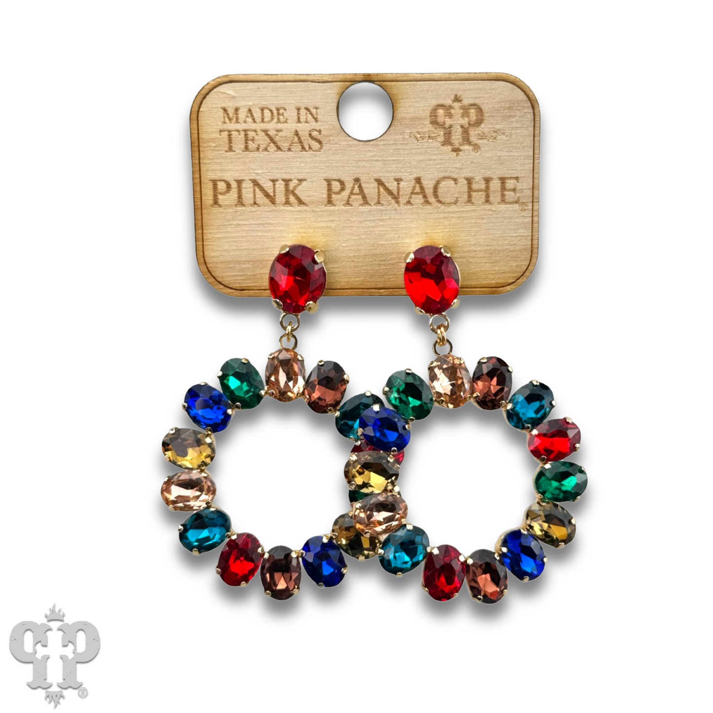 Jewel tone rhinestone circle earring, last call